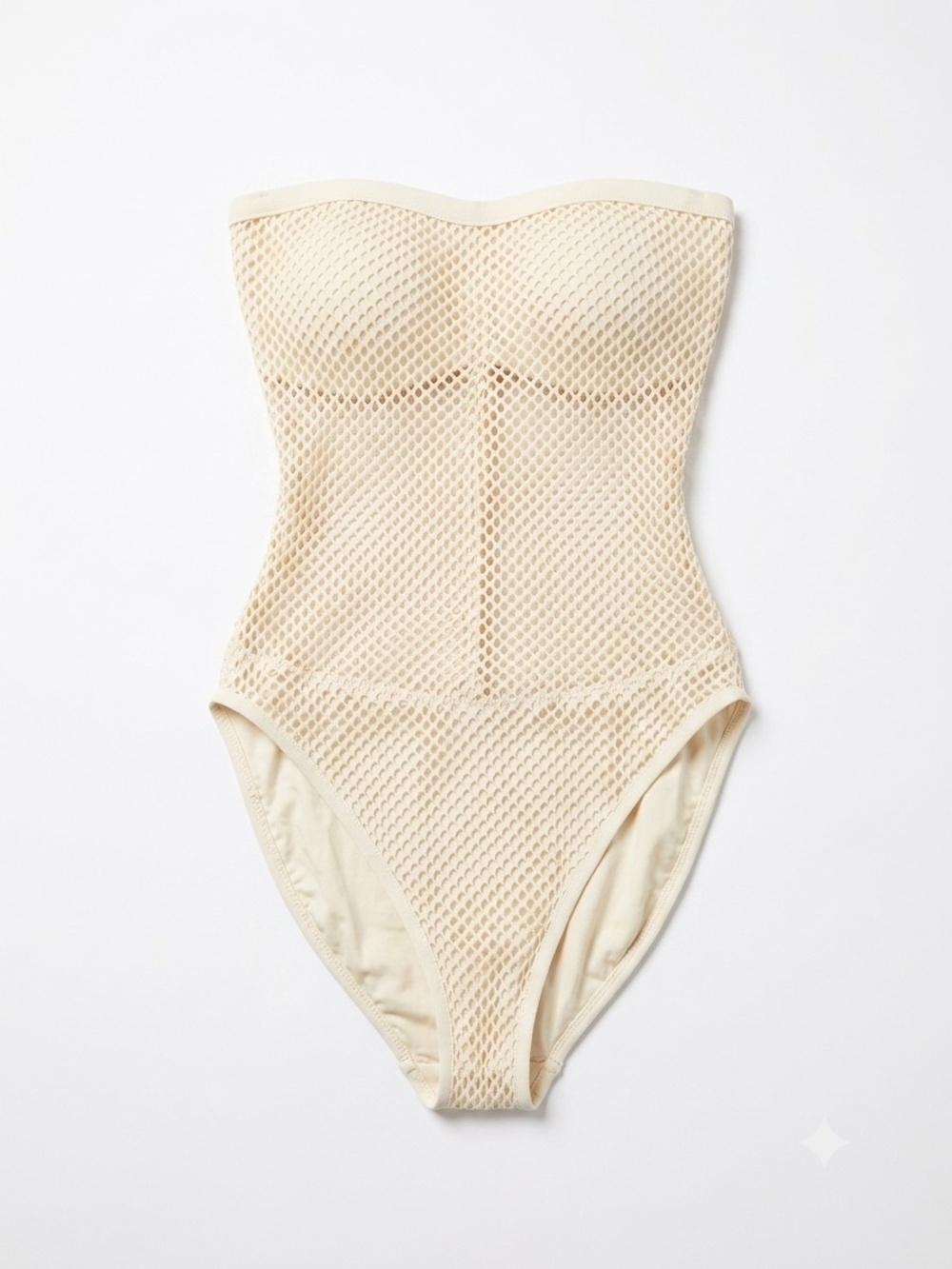 Robin Piccone Cream Strapless Mesh One-Piece Swimsuit Size 13